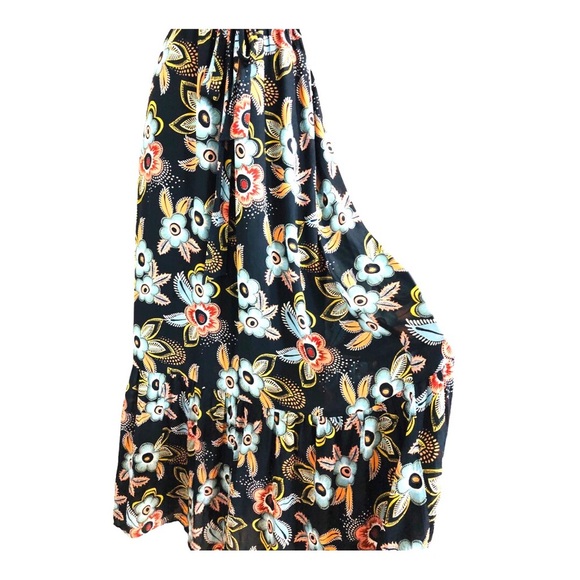 Loft Cold shoulder wrap style v-neck belted dark floral maxi dress size small - Picture 9 of 15